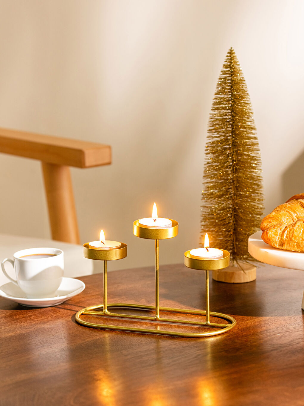 LCW HOME Christmas Themed Metallic Candlestick Candle Holder 20x13 Cm -W27580Z8-J5T