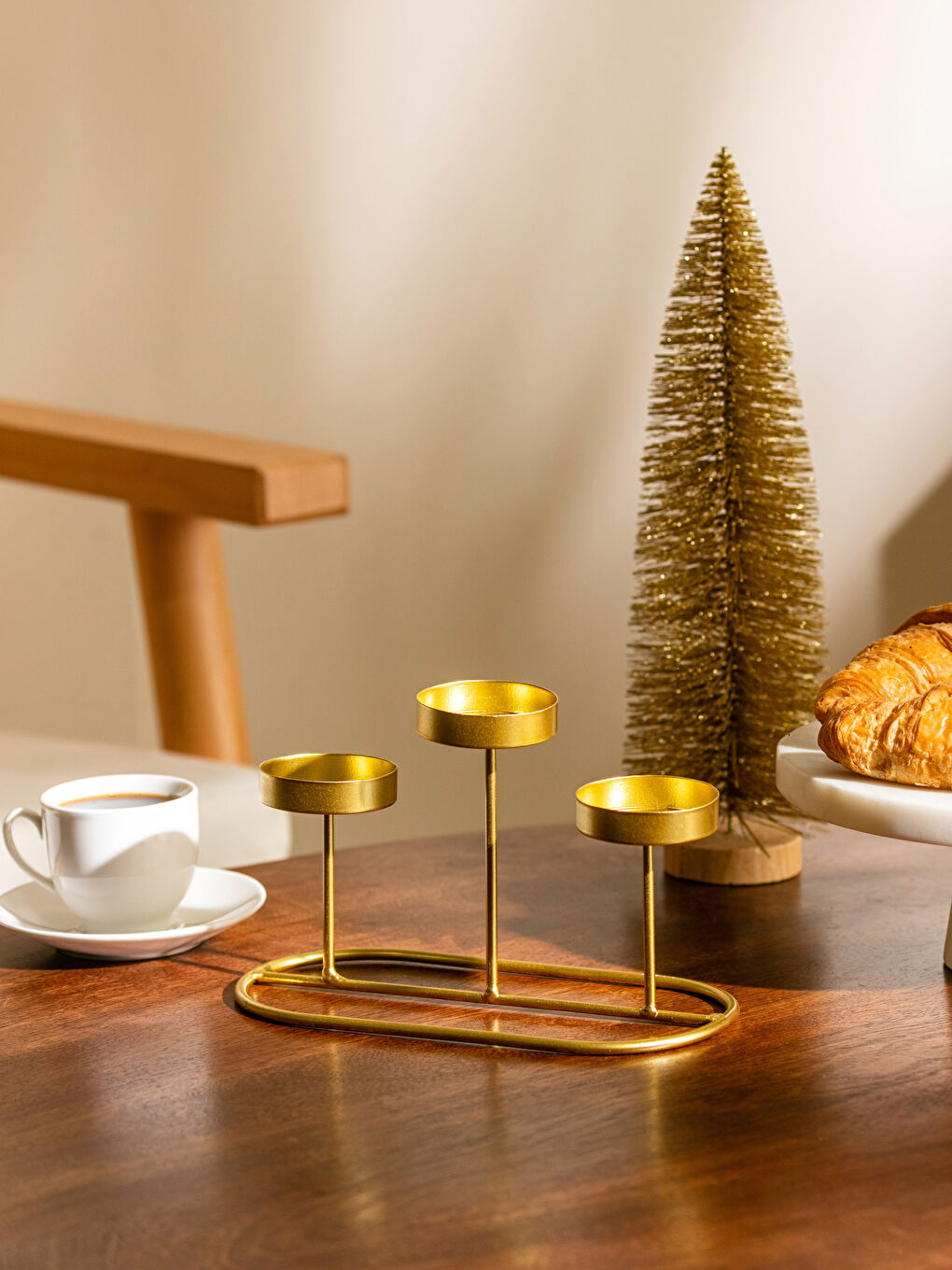 LCW HOME Christmas Themed Metallic Candlestick Candle Holder 20x13 Cm -W27580Z8-J5T