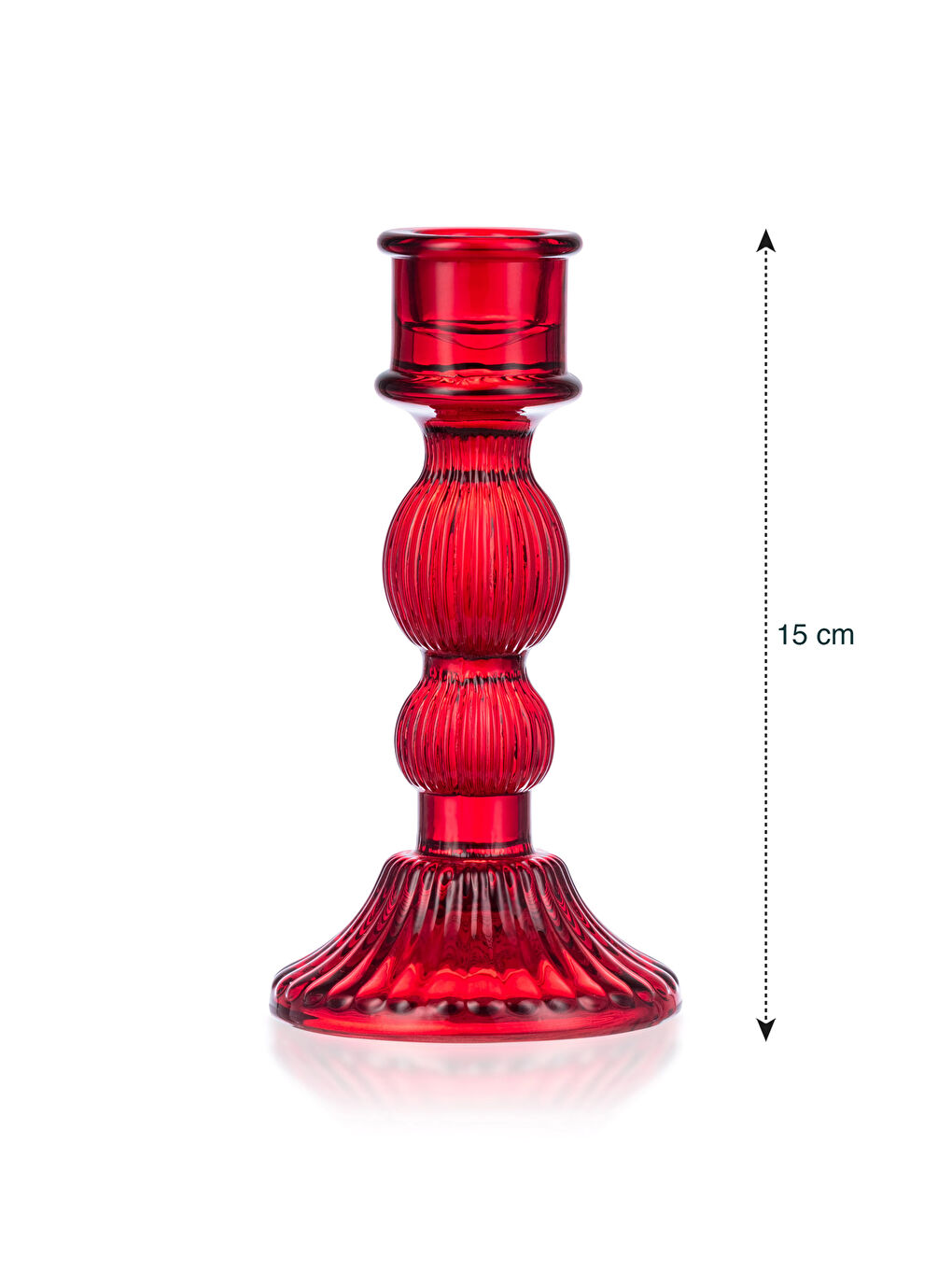 Kırmızı Yılbaşı Temalı Cam Şamdan Mumluk 15 cm-3