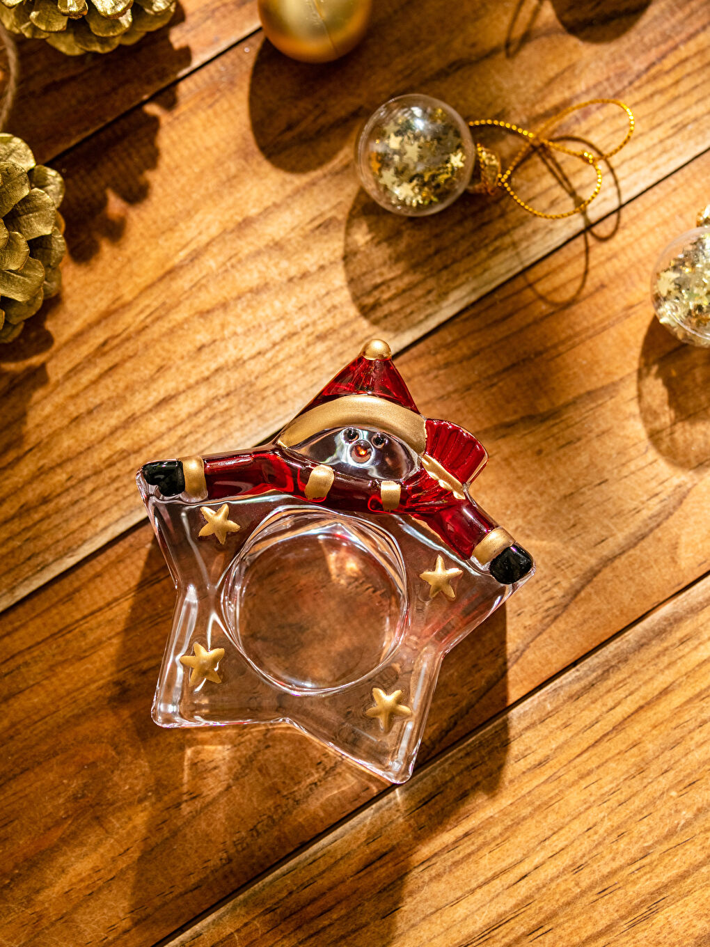Bougeoir Étoile en Verre Thème Noël 10 Cm-2