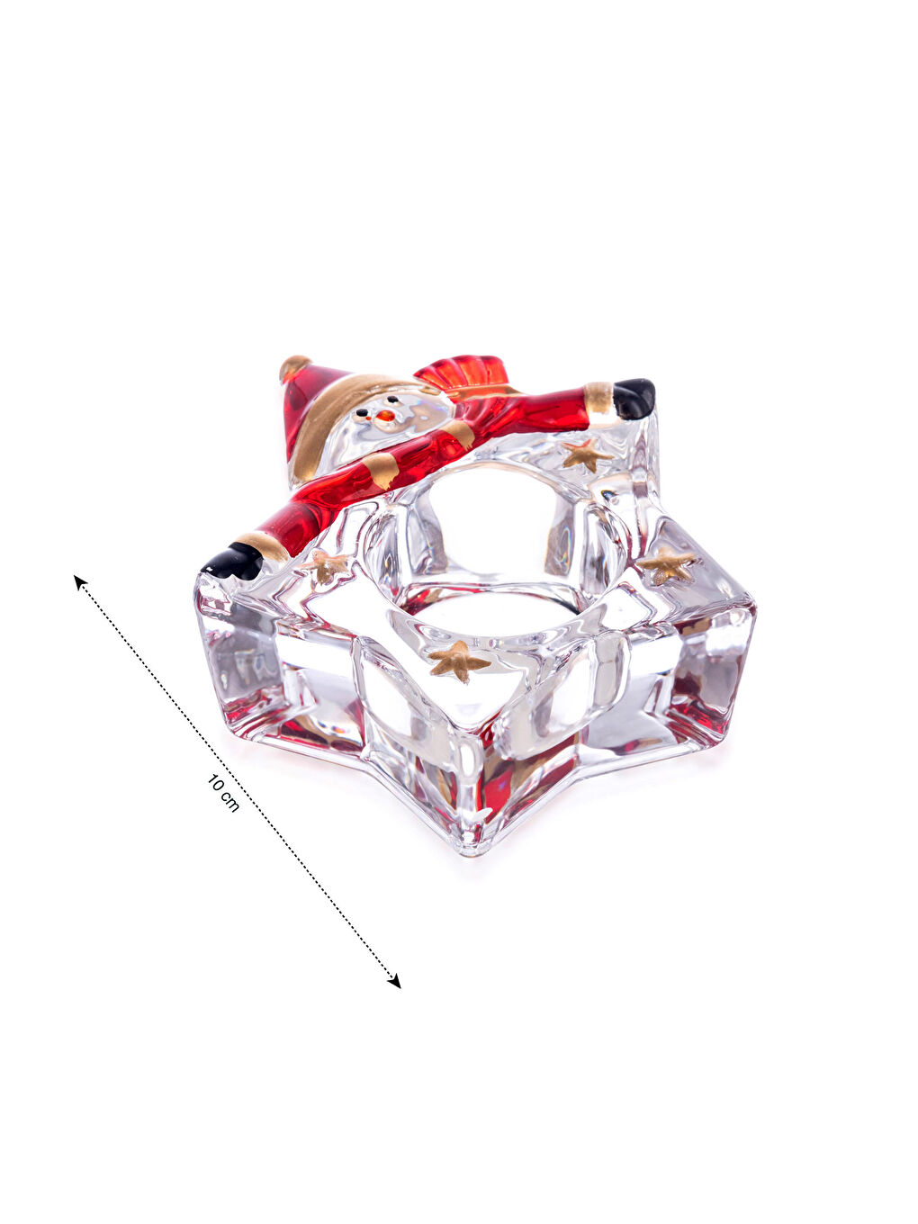 Bougeoir Étoile en Verre Thème Noël 10 Cm-3