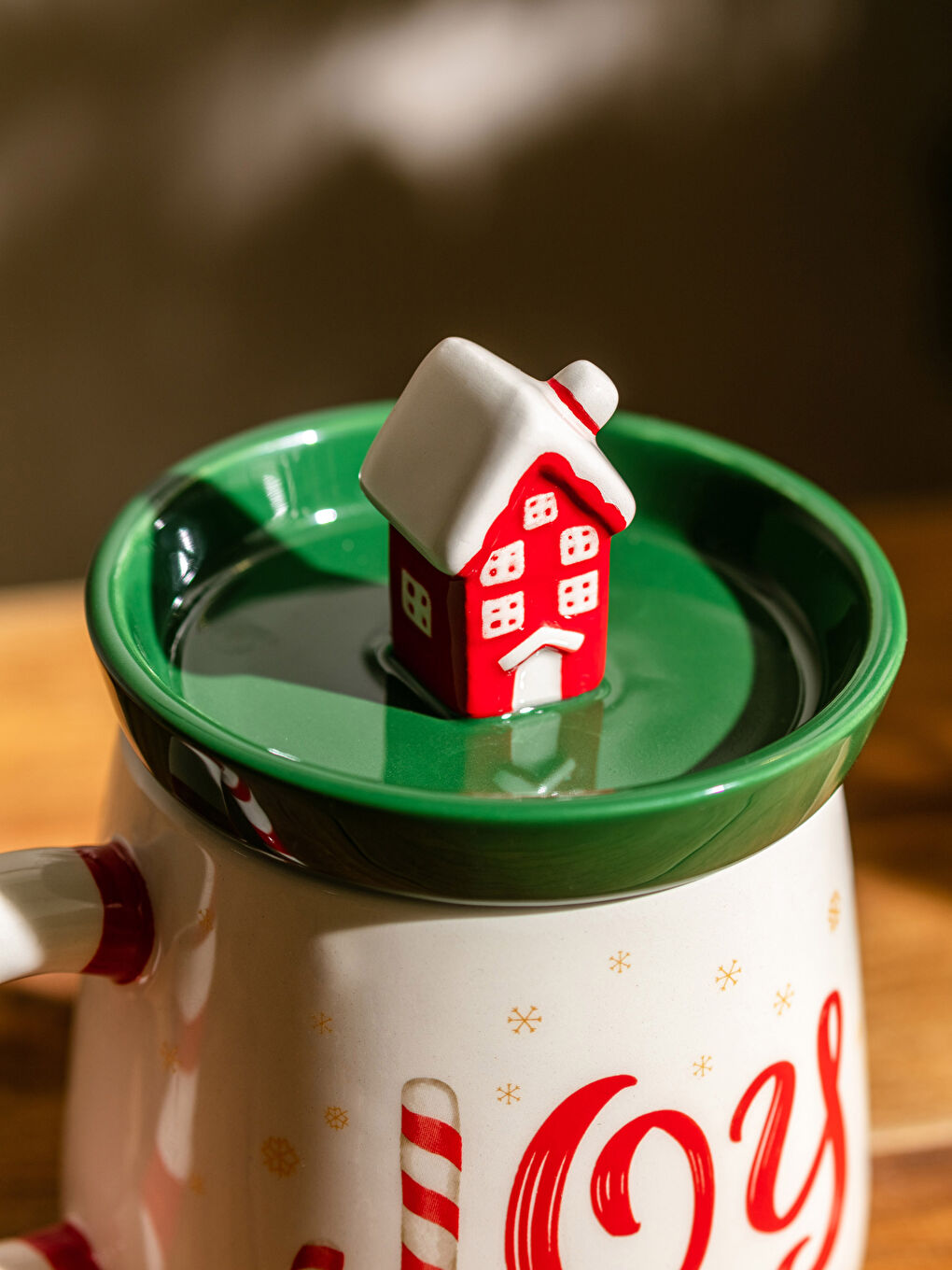 Božićna keramička šolja sa poklopcem-3