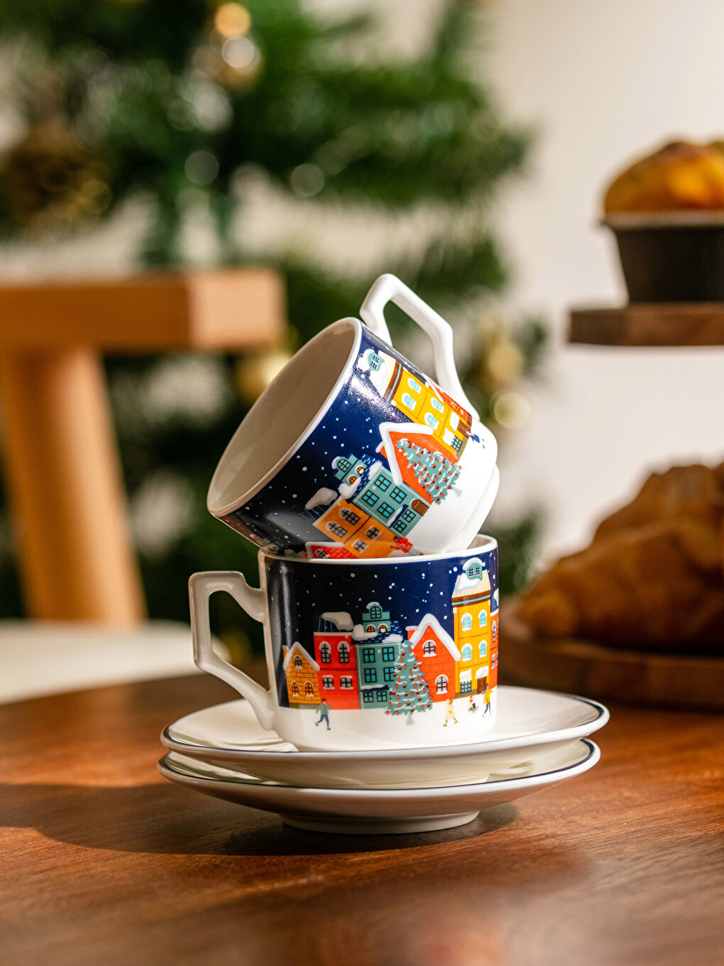 Karışık Yılbaşı Temalı Kahve Fincan Takımı 2'li-2