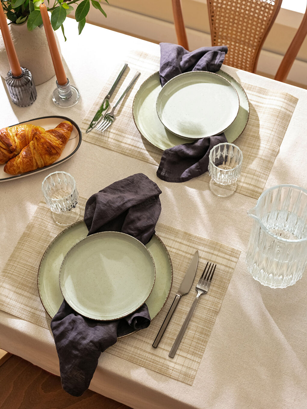 Set de table rayé 4 pièces 45x30 cm-1