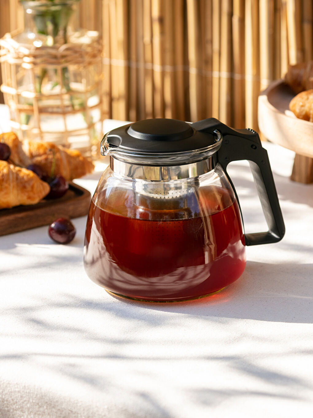 LCW HOME Paslanmaz Çelik Süzgeçli Cam Demlik 900 ml-1