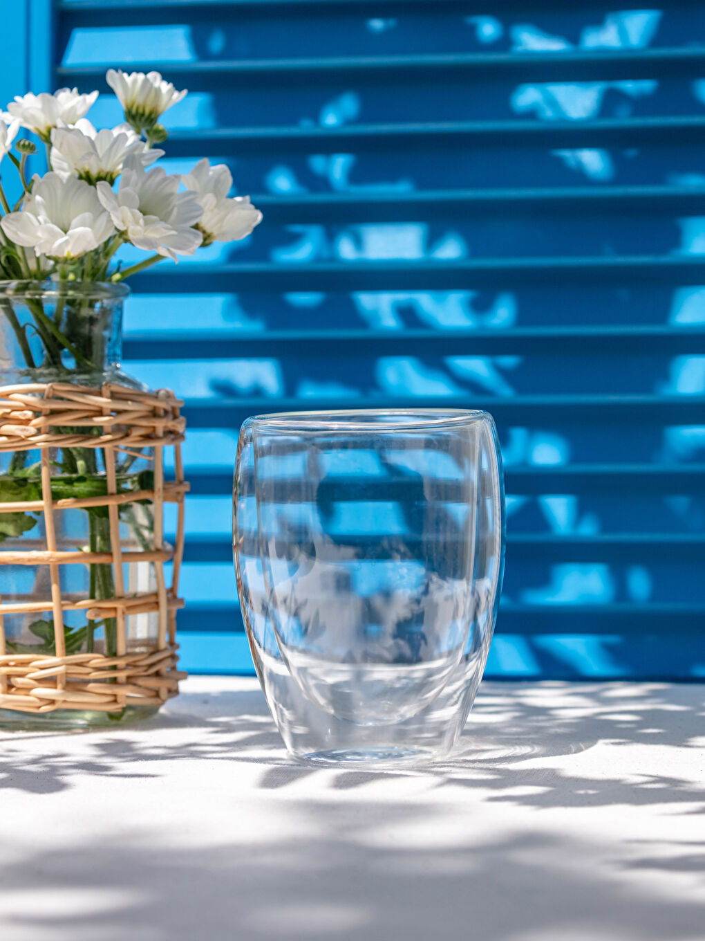 Renksiz Çift Cidarlı Cam Kupa Bardak 350 ml-1