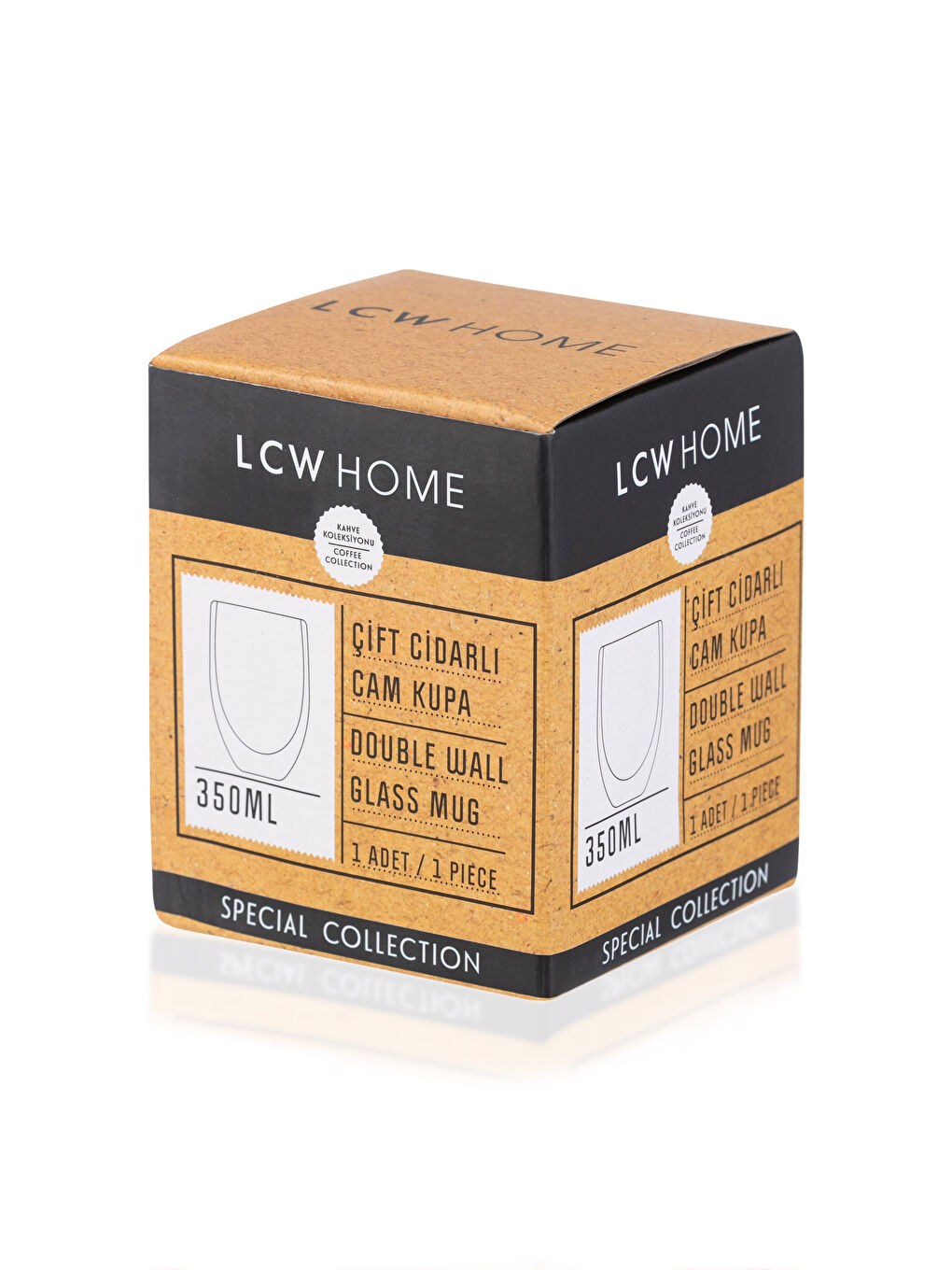 Renksiz Çift Cidarlı Cam Kupa Bardak 350 ml-3