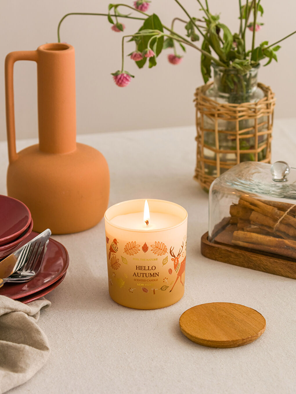 Karışık Kapaklı Kokulu Dekoratif Bardak Mum 190 g