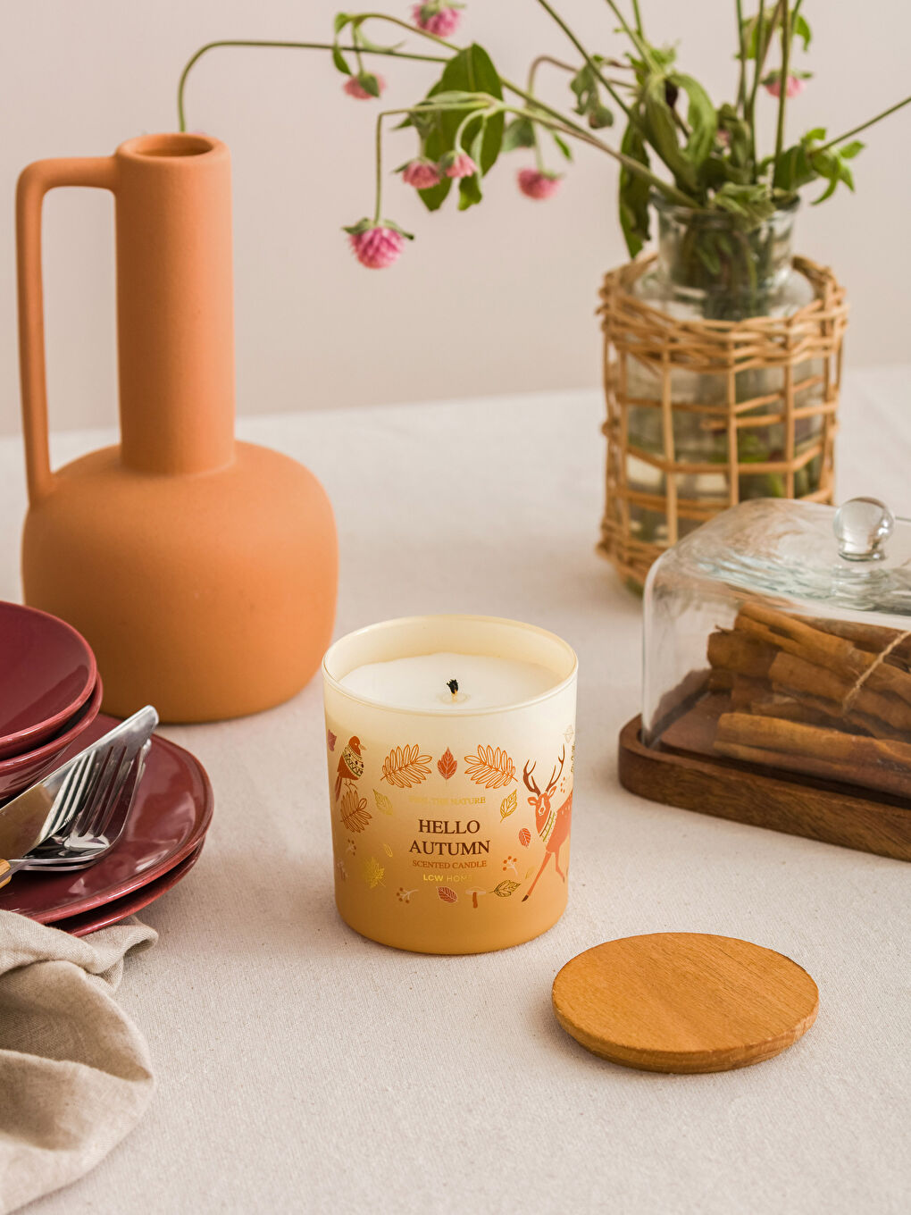 Karışık Kapaklı Kokulu Dekoratif Bardak Mum 190 g-1