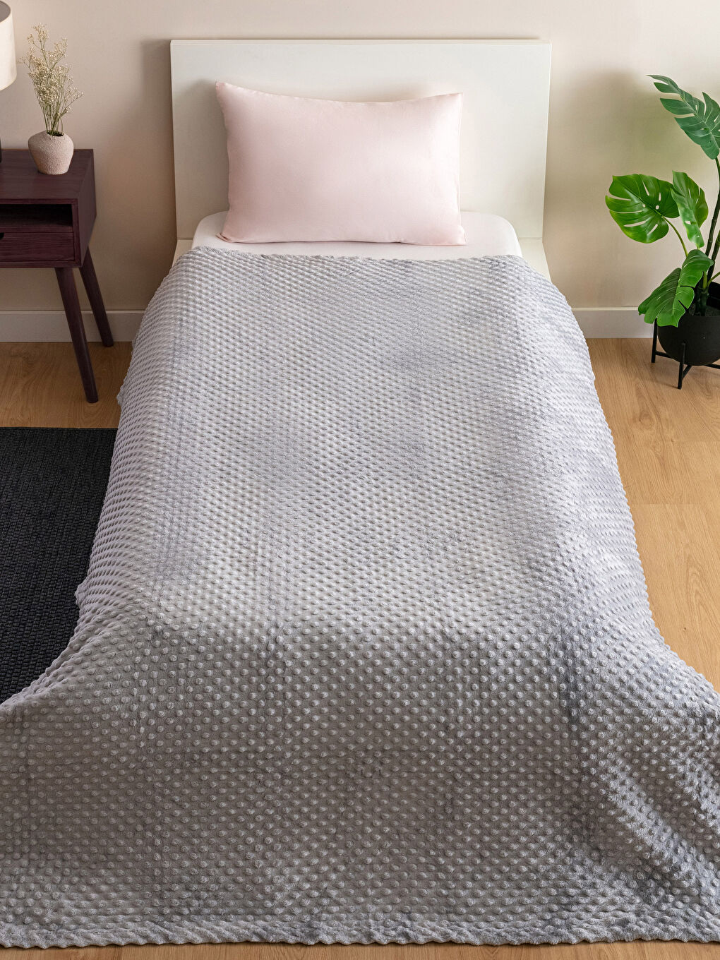 Велсофт бүршік өрнекті бір кісілік көрпе жамылғысы 150x220 см-1