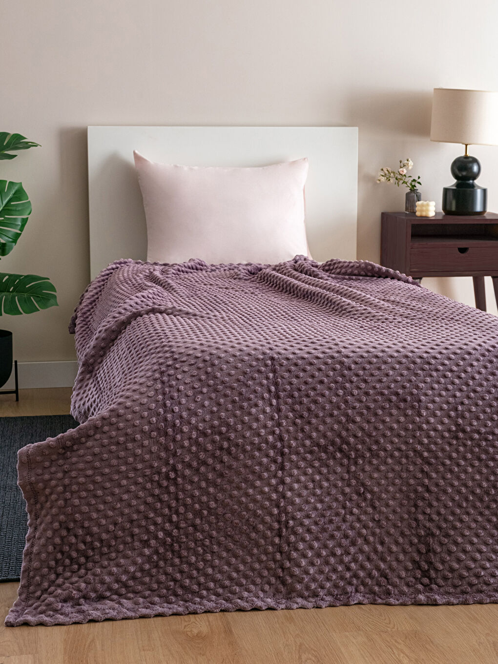 Велсофт бүршік өрнекті бір кісілік көрпе жамылғысы 150x220 см