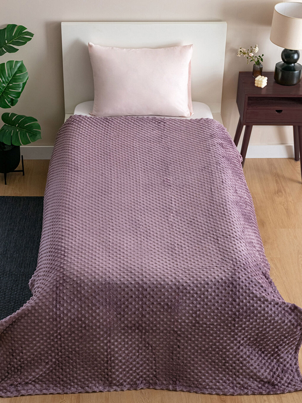 Велсофт бүршік өрнекті бір кісілік көрпе жамылғысы 150x220 см-1