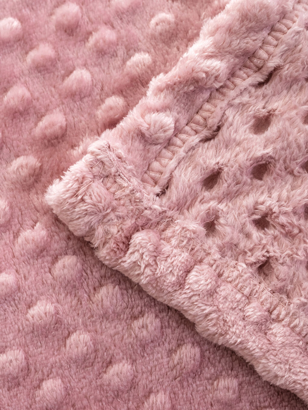 Pembe Çift Kişilik Kendinden Desenli Battaniye 200x220 cm-3