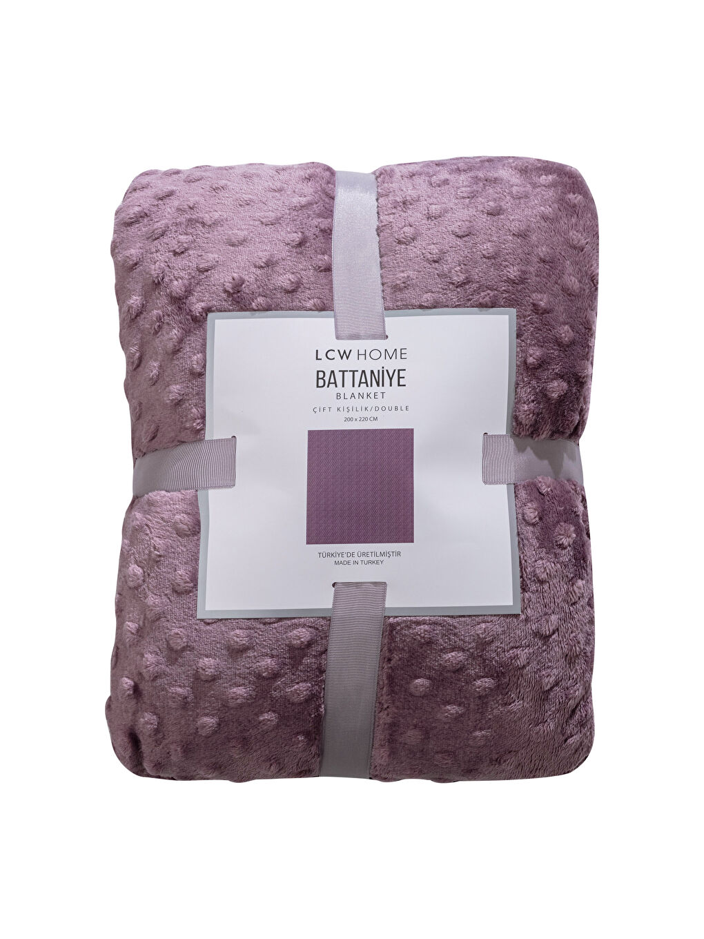 Mor Çift Kişilik Kendinden Desenli Battaniye 200x220 cm-4
