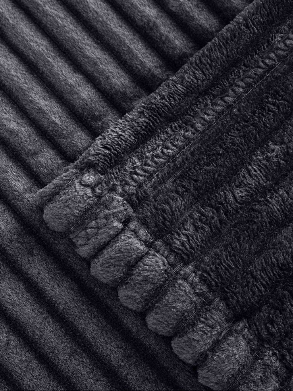 Antrasit Wellsoft Fitilli Çift Kişilik Battaniye 200x220 cm-3