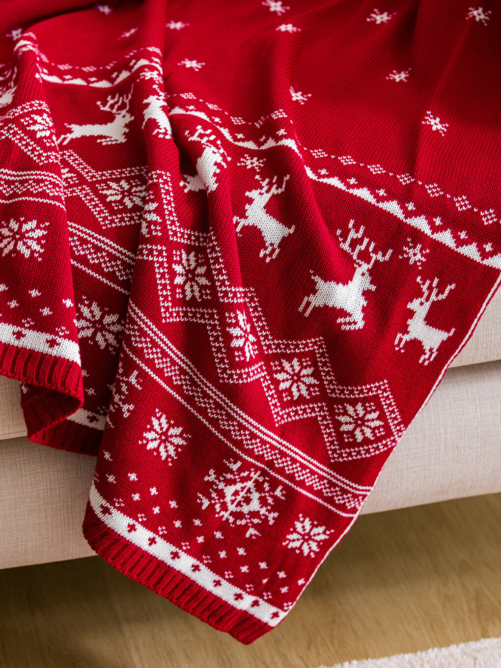 Karışık Yılbaşı Temalı Tek Kişilik Triko Battaniye 100x150 cm-1