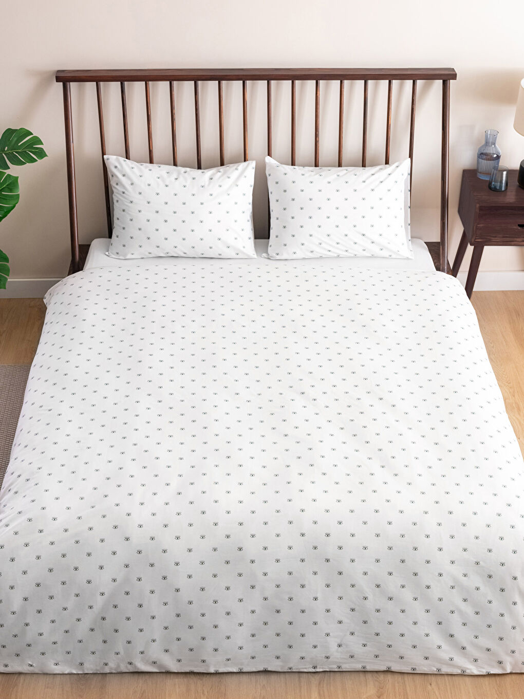 طقم غطاء لحاف مزدوج قطن مطبوع بعين-1