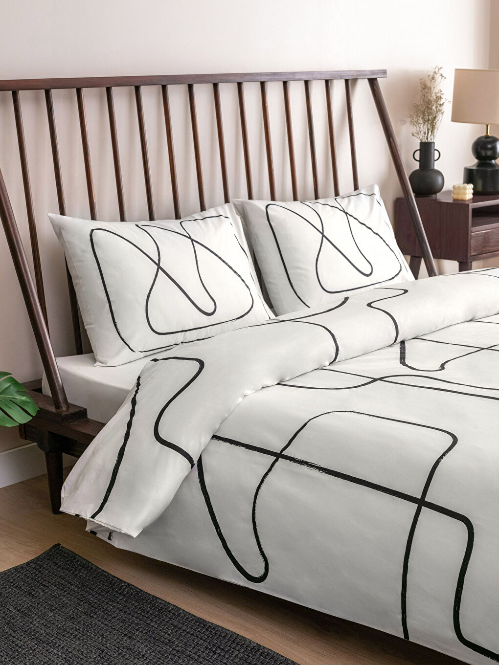 LCW HOME طقم غطاء لحاف مزدوج قطن مطبوع منسوج -W2AV68Z8-LQJ