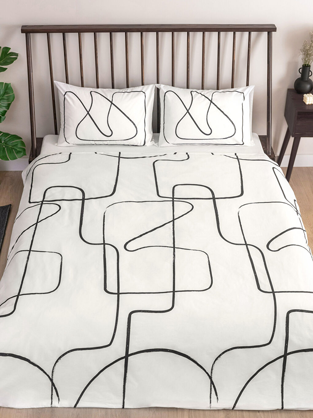 LCW HOME طقم غطاء لحاف مزدوج قطن مطبوع منسوج -W2AV68Z8-LQJ