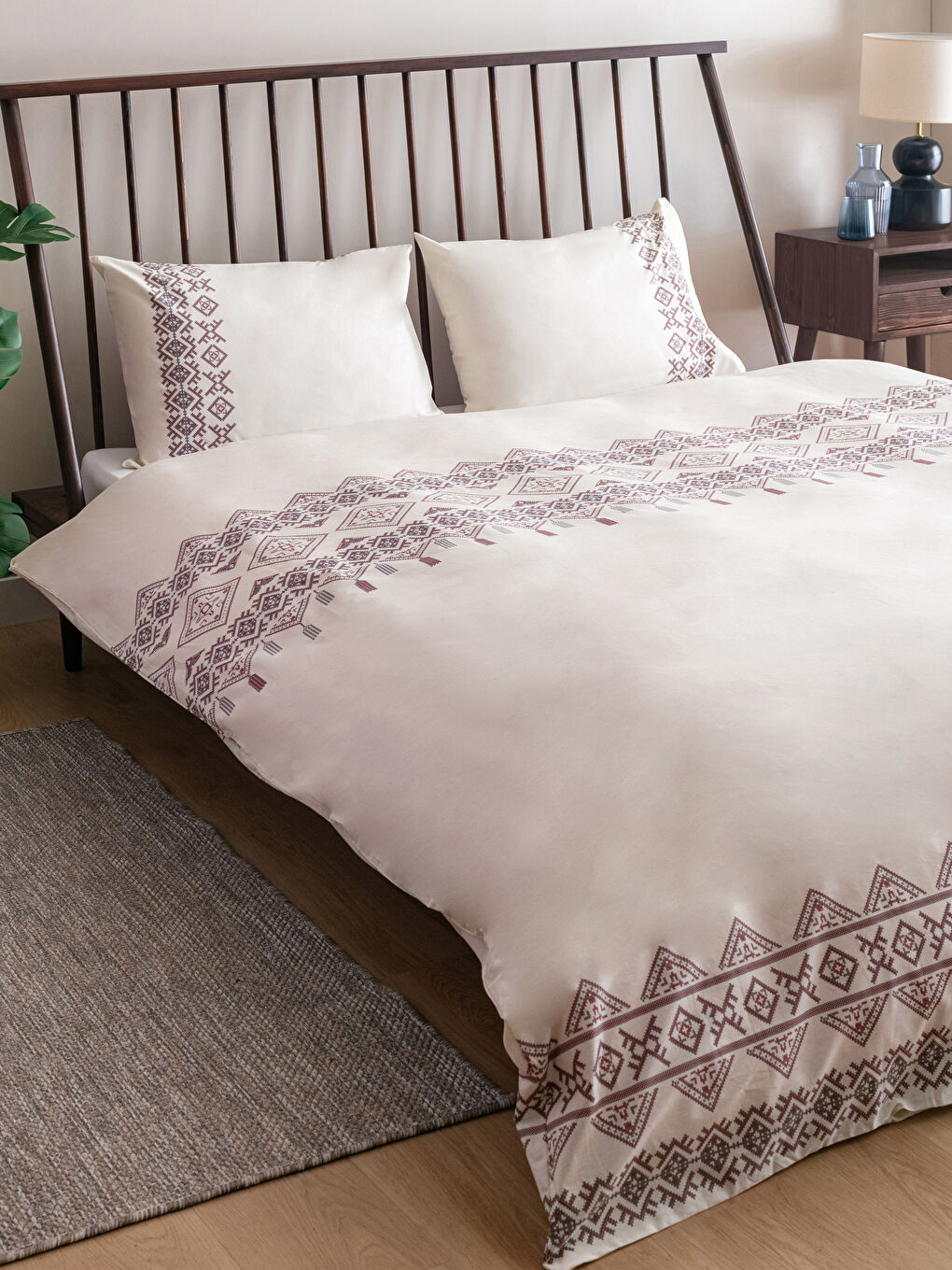 طقم غطاء لحاف مزدوج قطن بنقشة عرقية