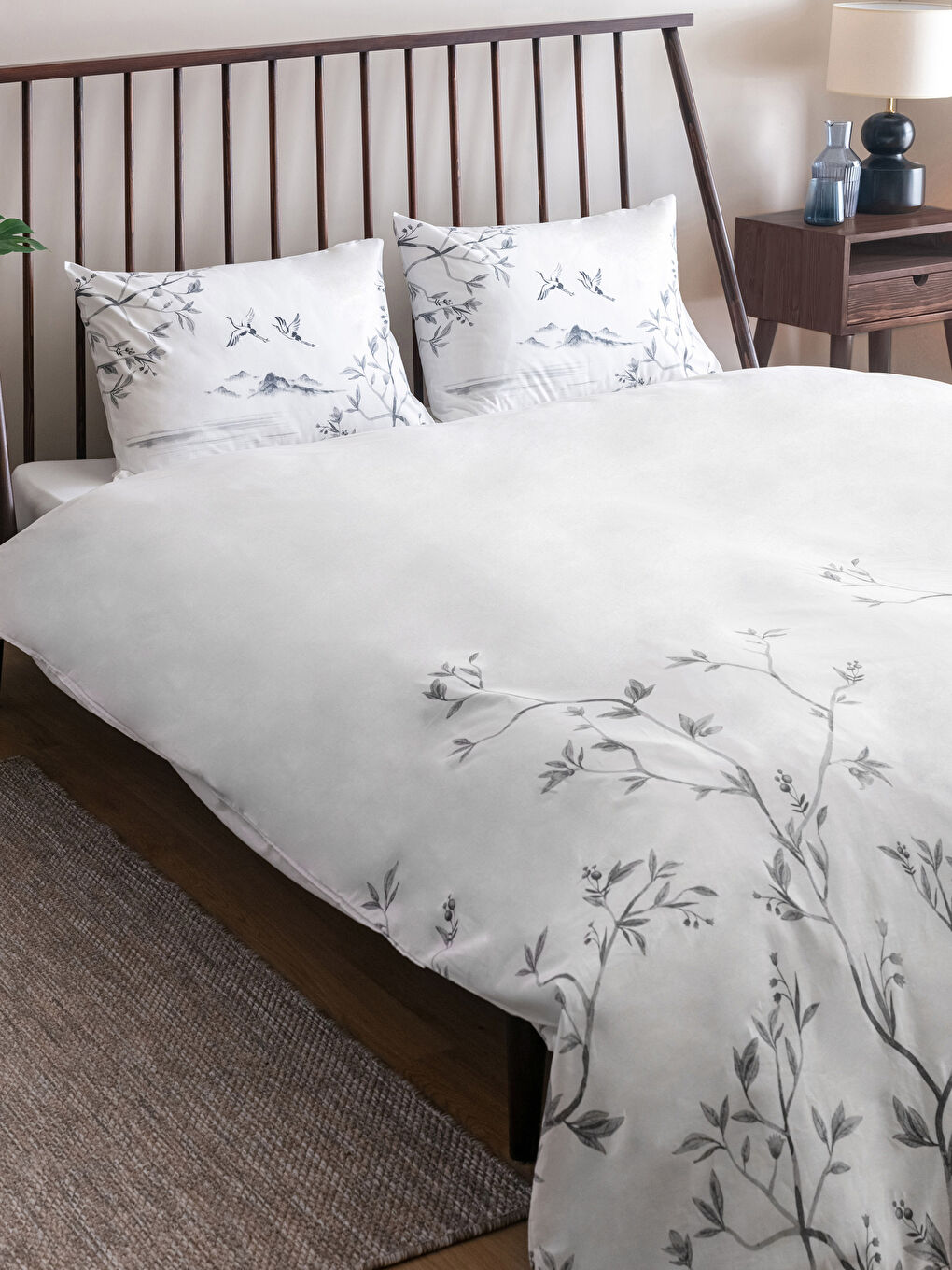 طقم غطاء لحاف مزدوج منسوج مُزهر مطبوع