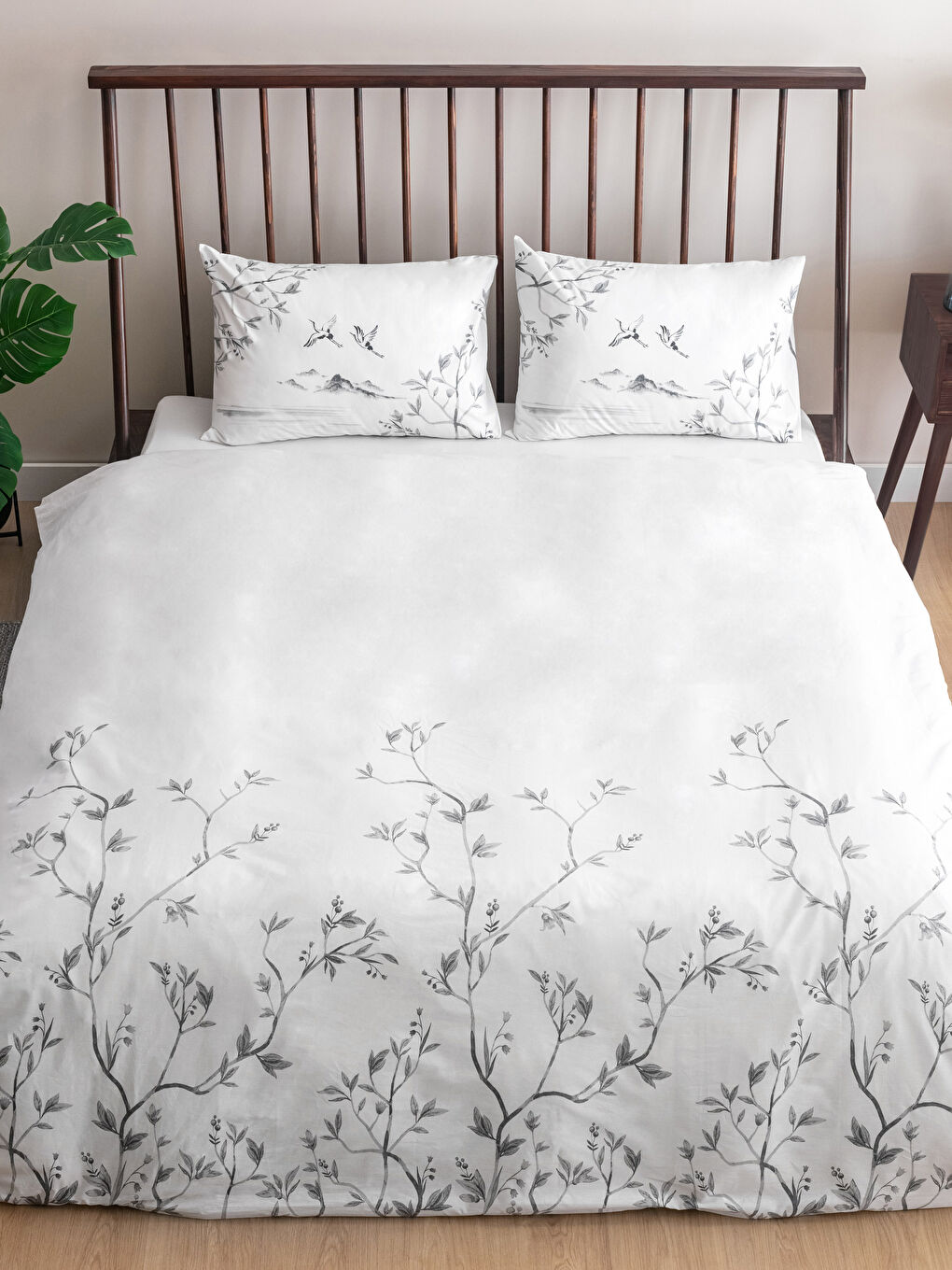 طقم غطاء لحاف مزدوج منسوج مُزهر مطبوع-1