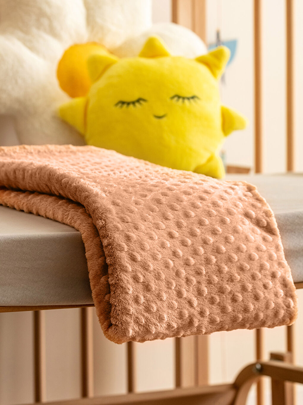 Turuncu Tomurcuk Desenli Wellsoft Bebek Battaniye 90x110 cm-1