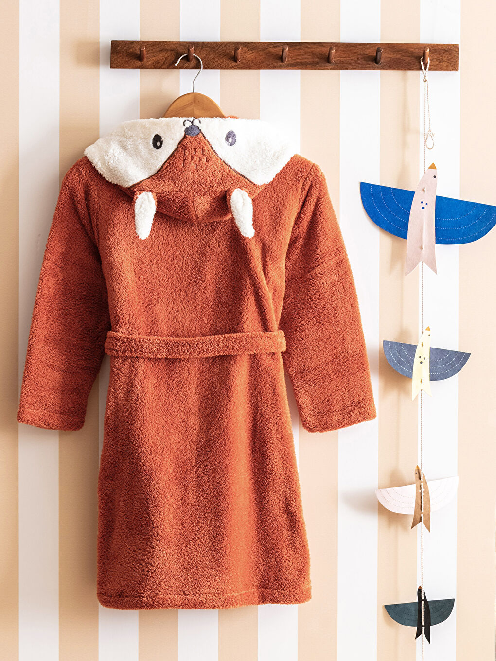 Robe de chambre garçon en velours doux à manches longues-4