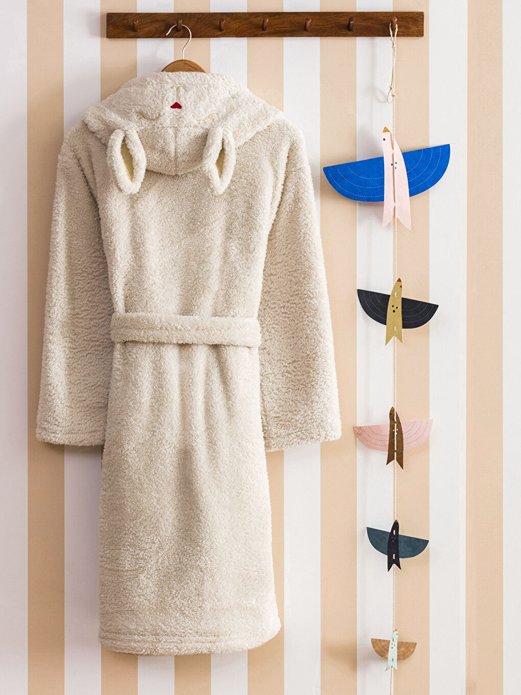 Kahverengi Uzun Kollu Wellsoft Unisex Sabahlık-1