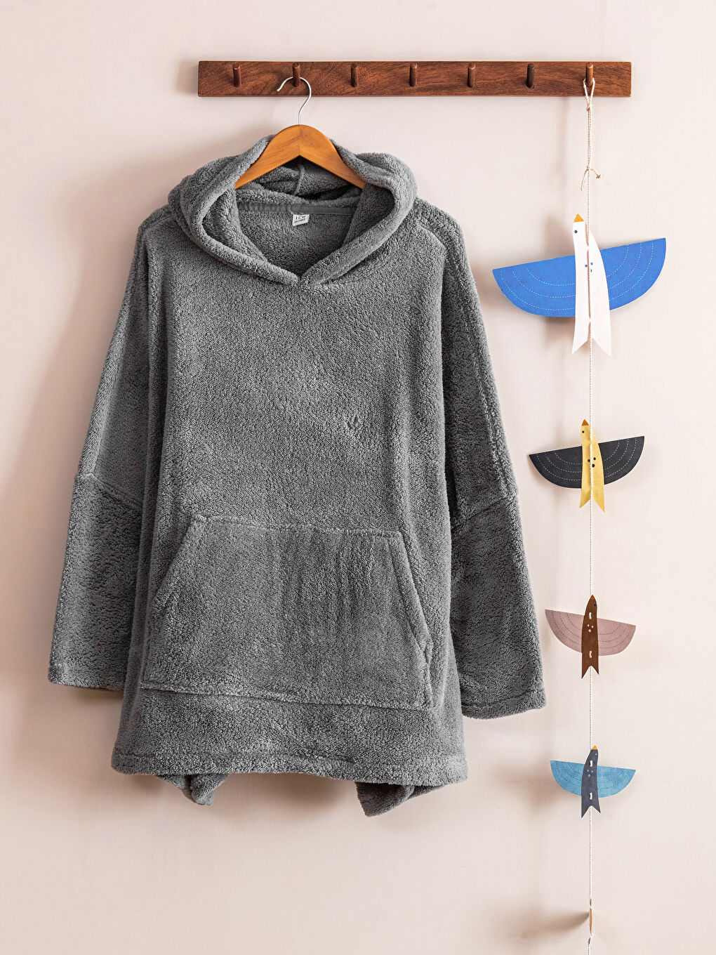 LCW HOME Gri Wellsoft Kapüşonlu Unisex Giyilebilir Battaniye