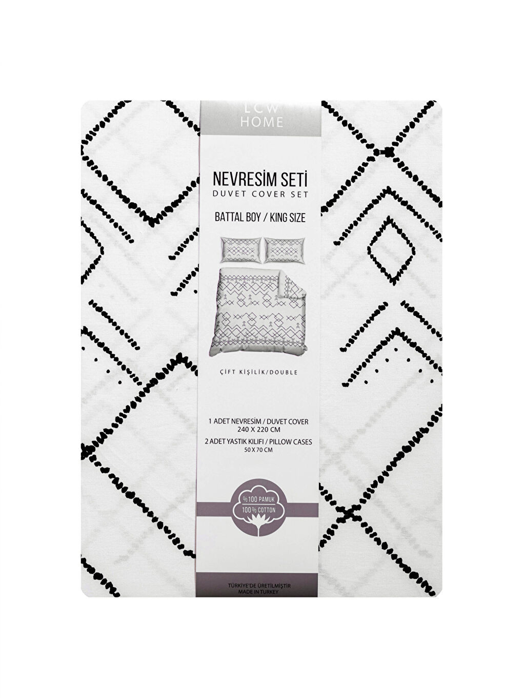 Siyah Etnik Desenli Pamuklu Çift Kişilik Nevresim Seti-6