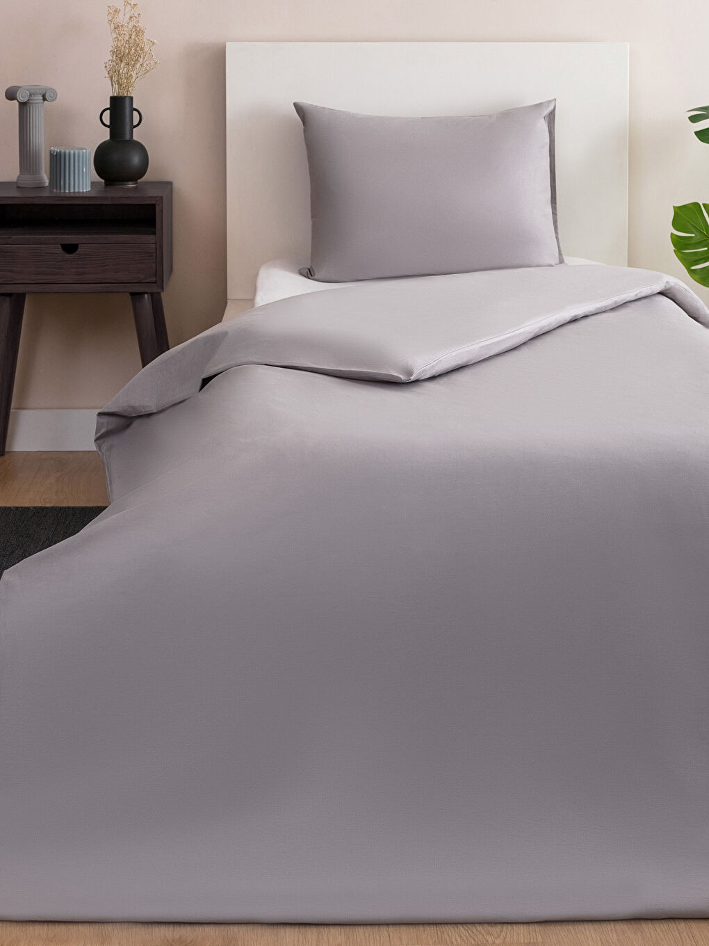 Plain Cotton Single Duvet Cover Set