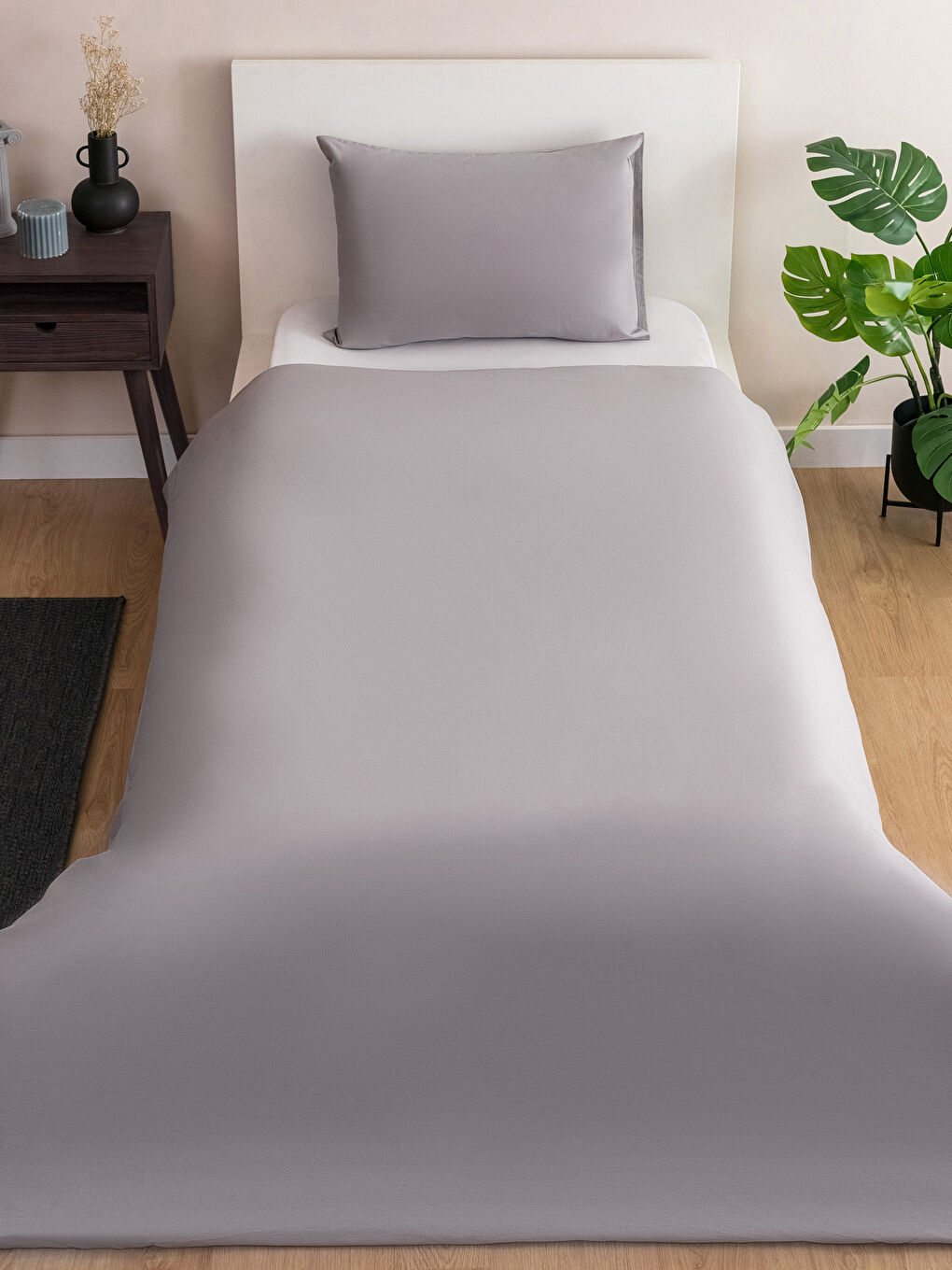 Plain Cotton Single Duvet Cover Set-1