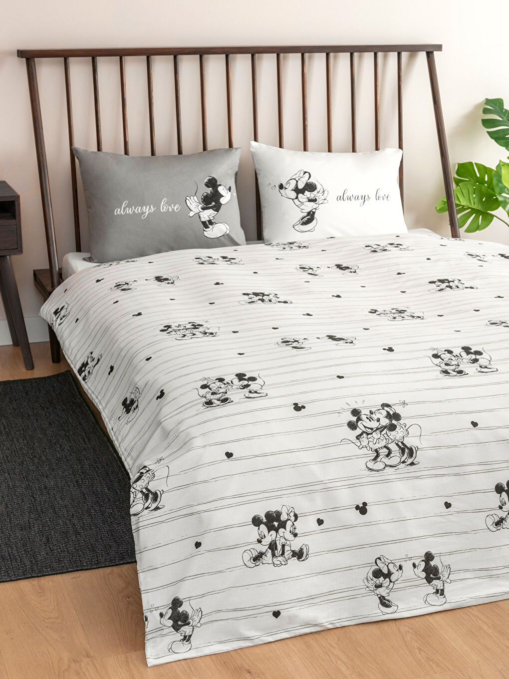 LCW HOME Mickey and Minnie Mouse Printed Cotton Double Duvet Cover Set -W2DC27Z8-LQJ