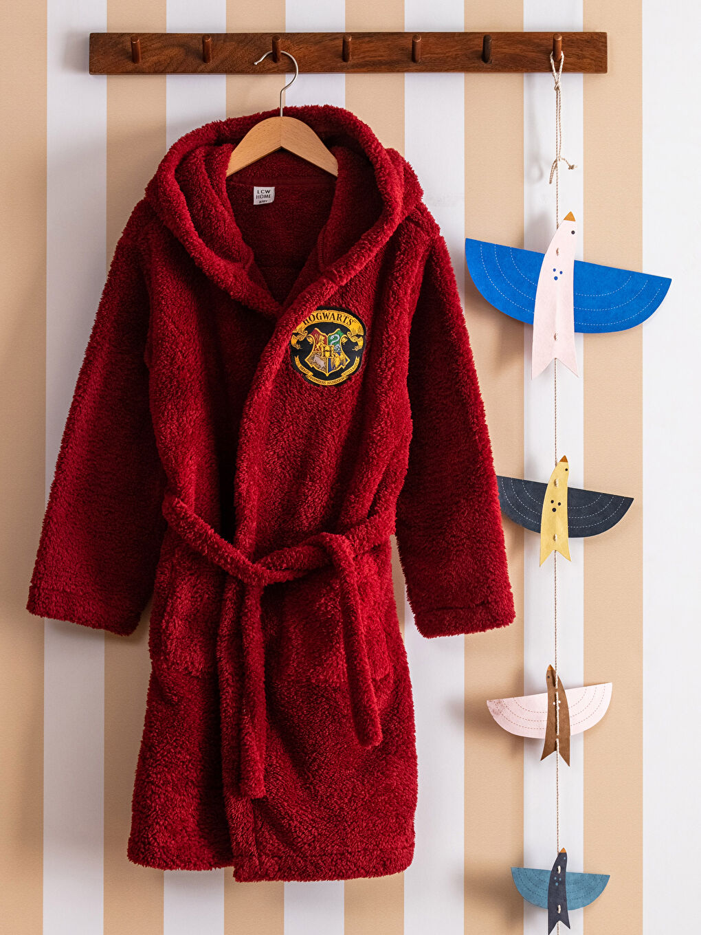 LCW HOME Açık Bordo Harry Potter Lisanslı Kapüşonlu Çocuk Sabahlık