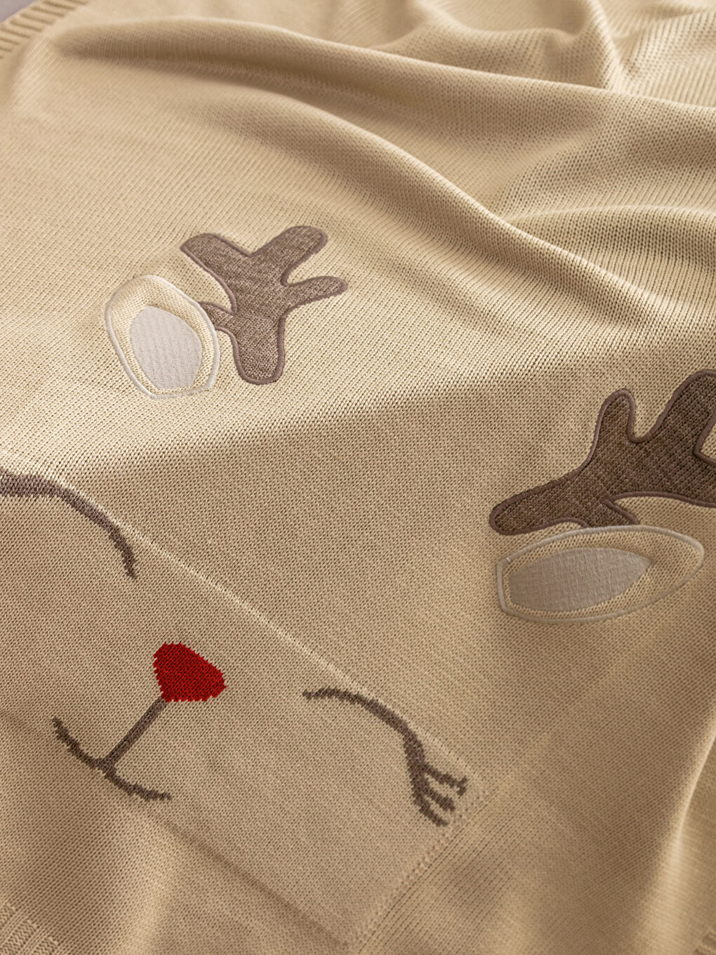 Deer Embroidered Baby Blanket 80x100 Cm-1