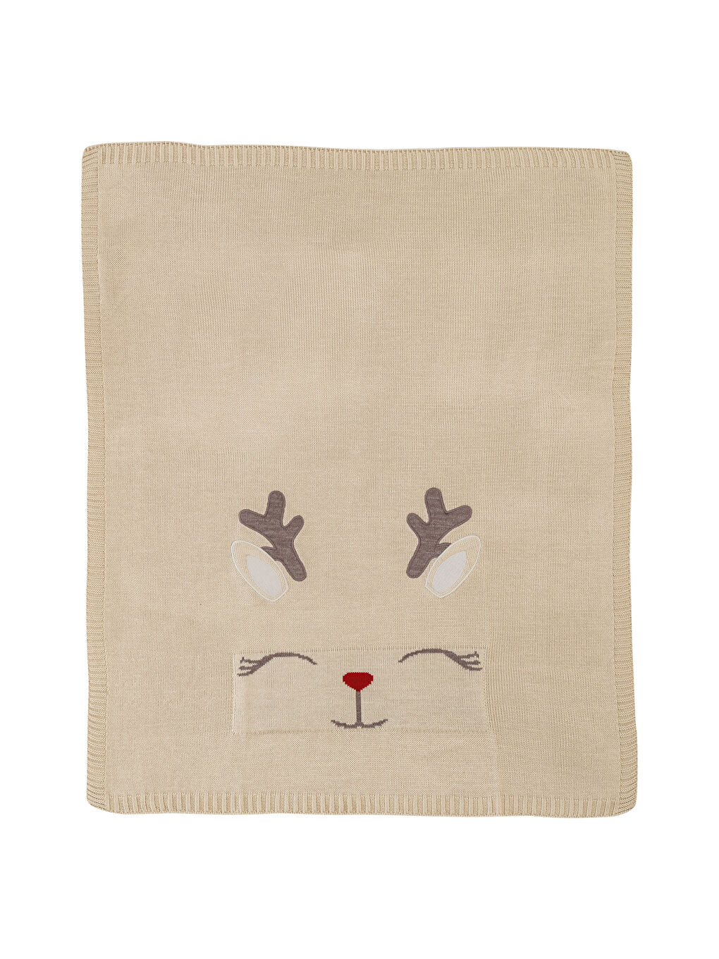 Deer Embroidered Baby Blanket 80x100 Cm-3