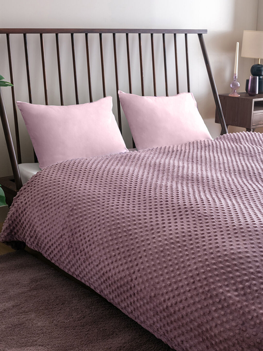 Mor Battal Boy Yumuşak Dokulu Çift Kişilik Battaniye 220x240 cm