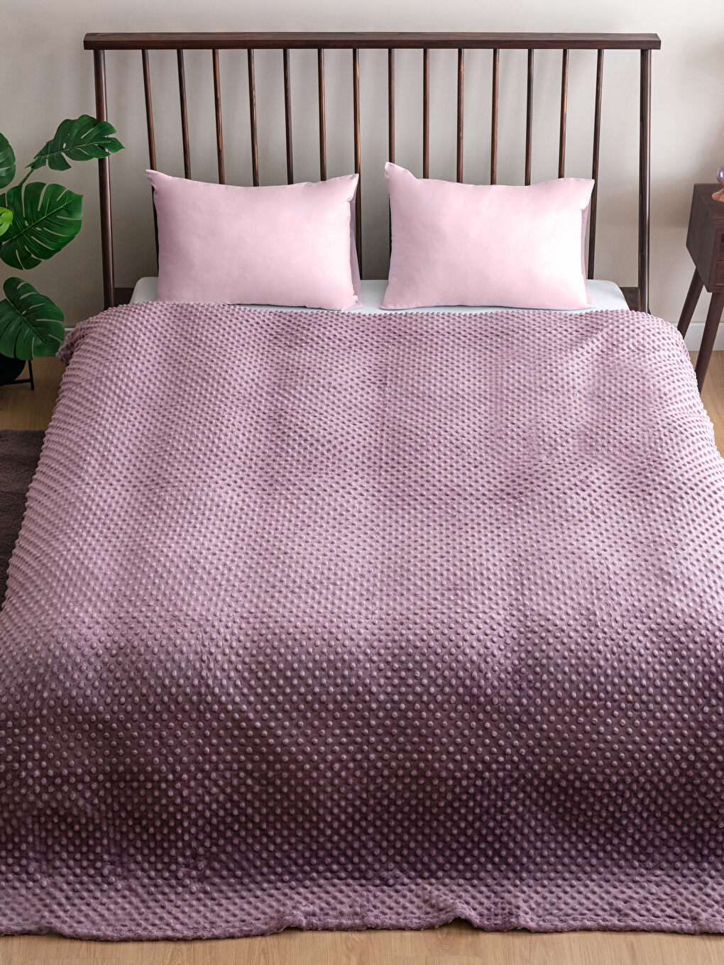 Mor Battal Boy Yumuşak Dokulu Çift Kişilik Battaniye 220x240 cm-1
