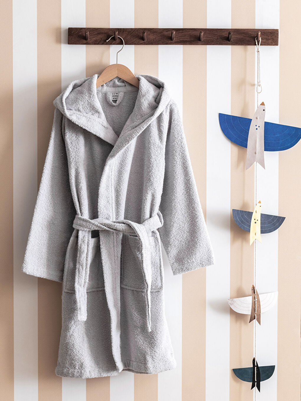 Plain Long Hooded Boy's Bathrobe