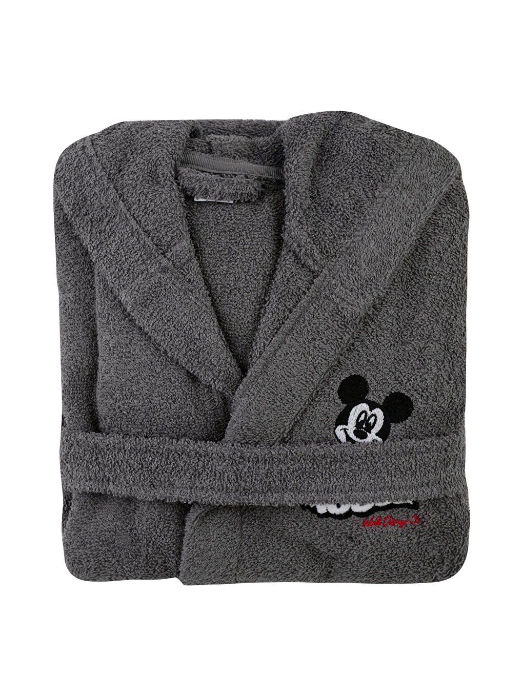Gri Kapüşonlu Mickey Mouse Nakışlı Erkek Bebek Bornoz-5