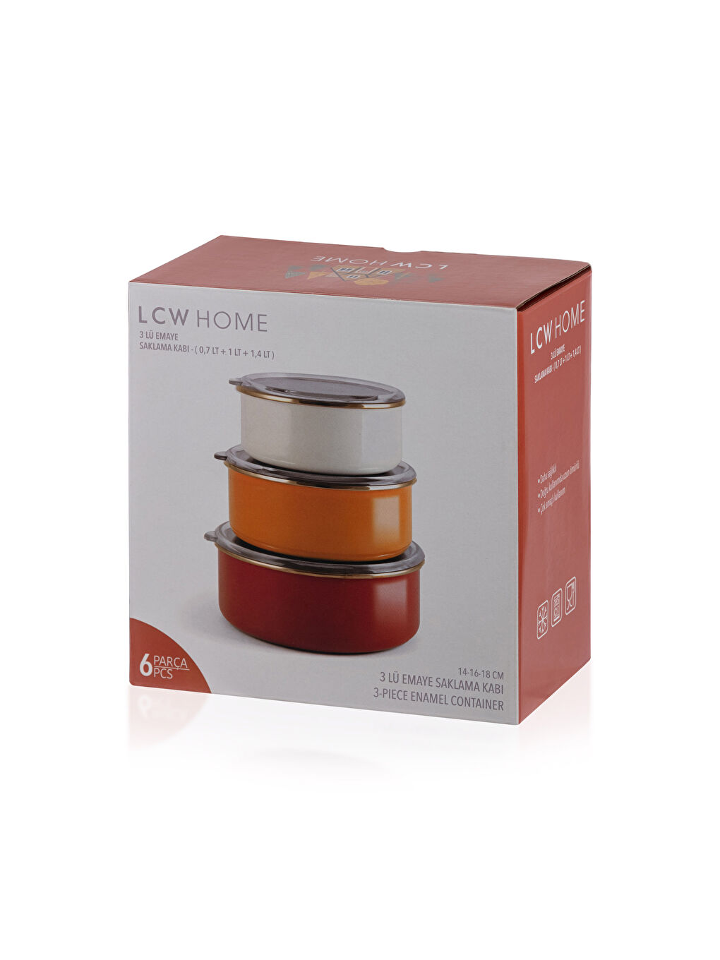 Karışık Renkli  Kapaklı Saklama Kabı 3'lü-3