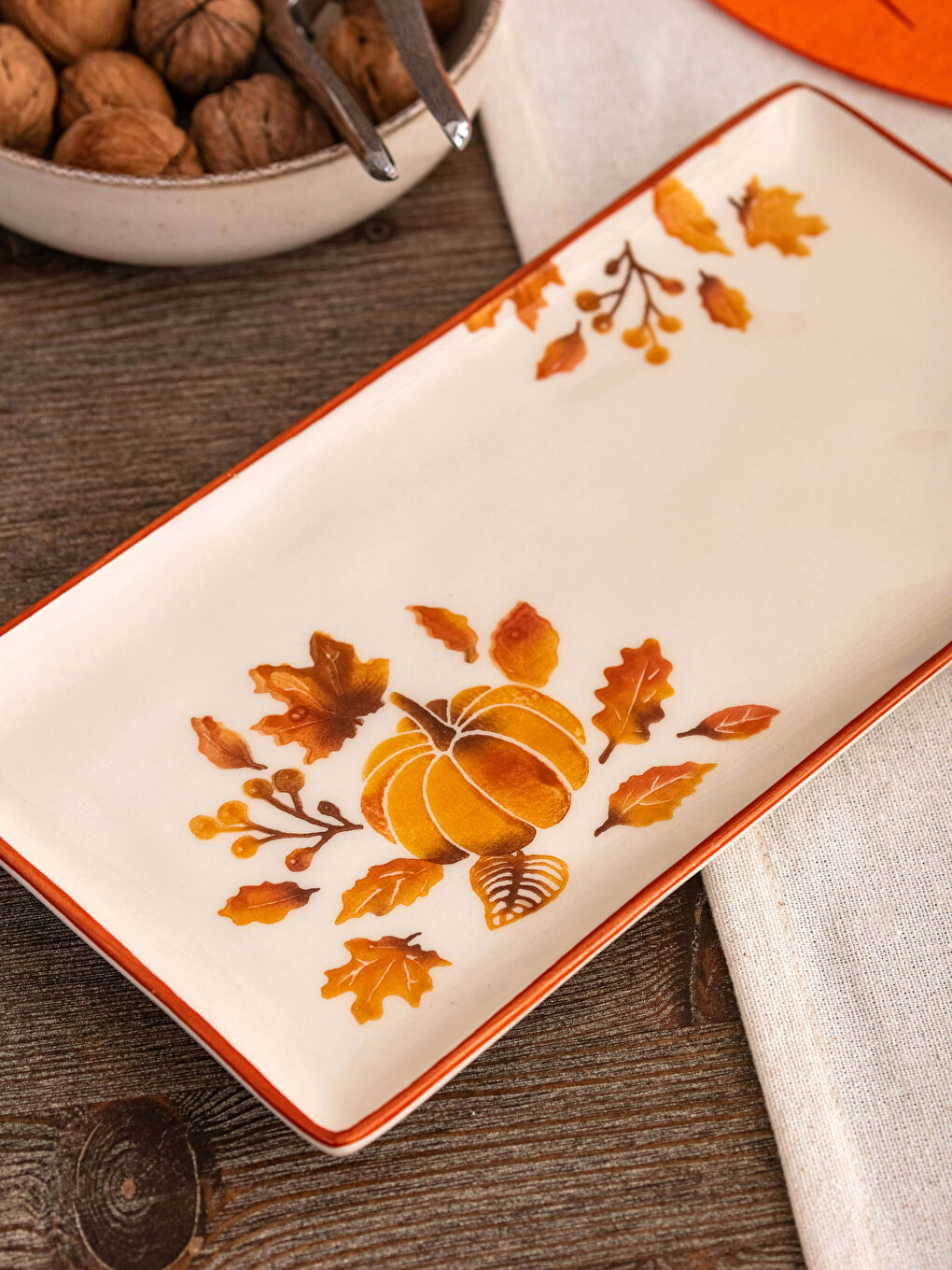 Karışık Baskılı Seramik Sunum Tabağı 28x15 cm-2