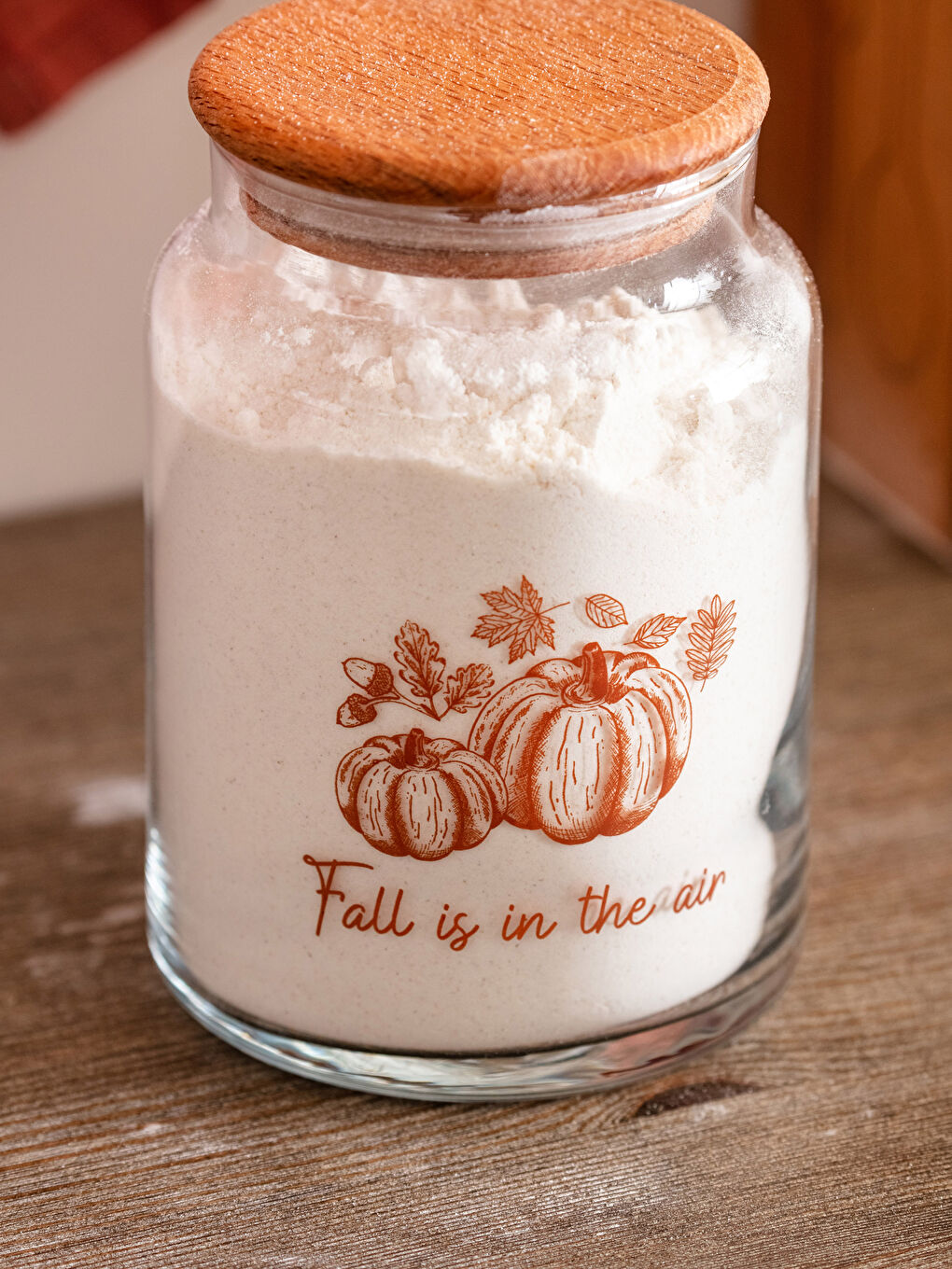 برطمان زجاج مطبوع بغطاء خشب 890 مل-2