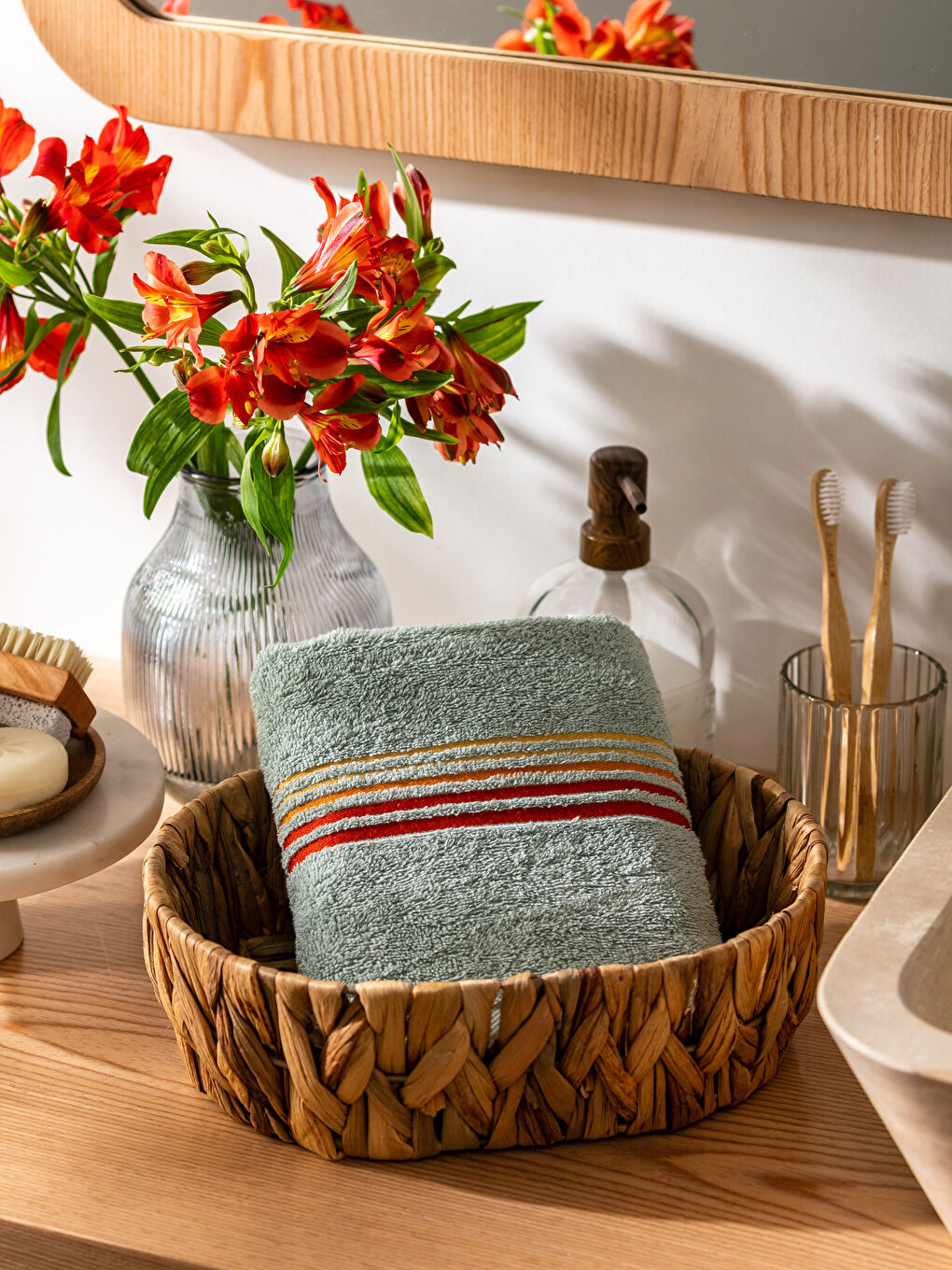 Serviette de visage rayée 50x80 cm-1