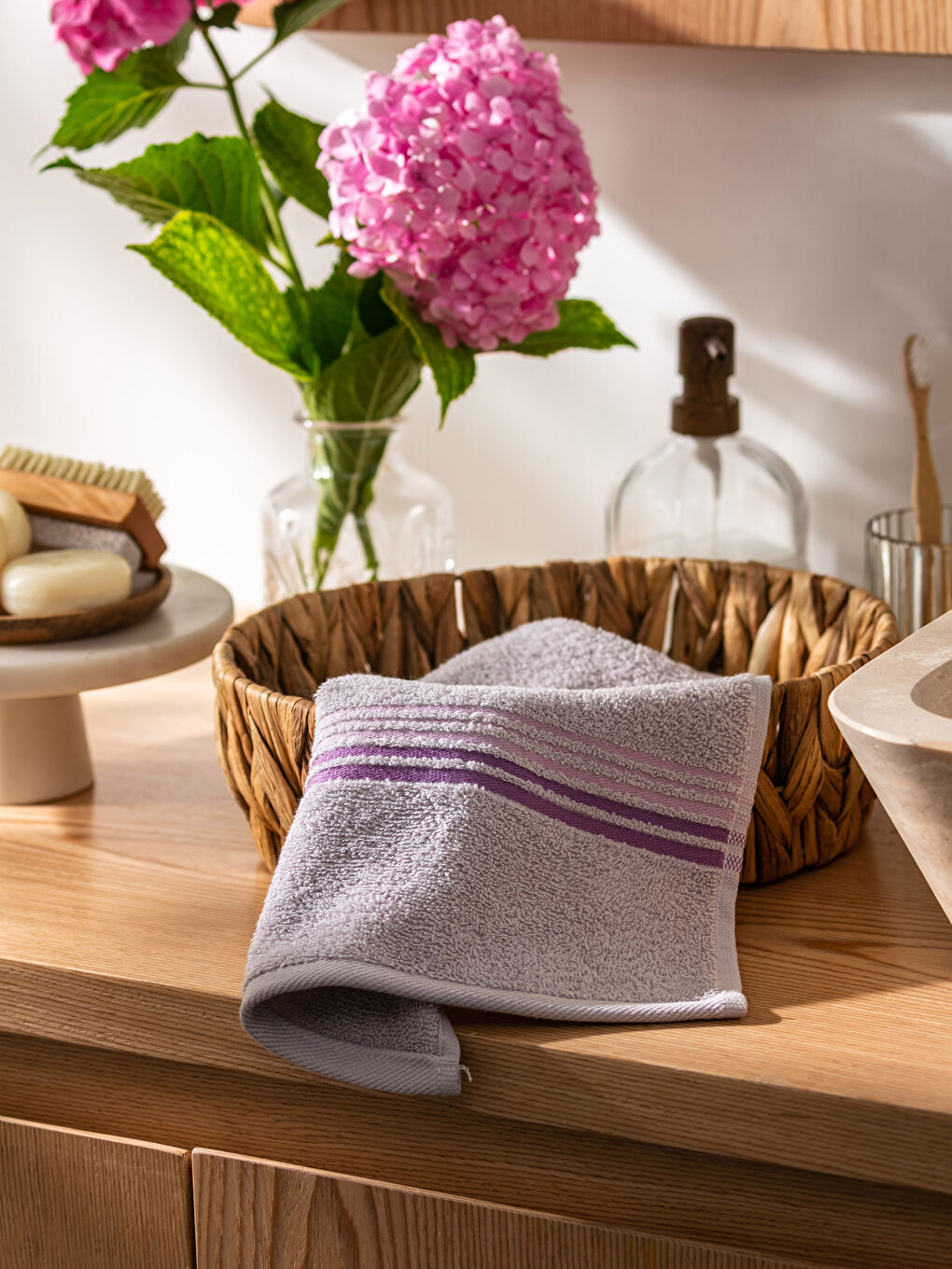 Pembe Çizgili El Havlusu 30x50 cm