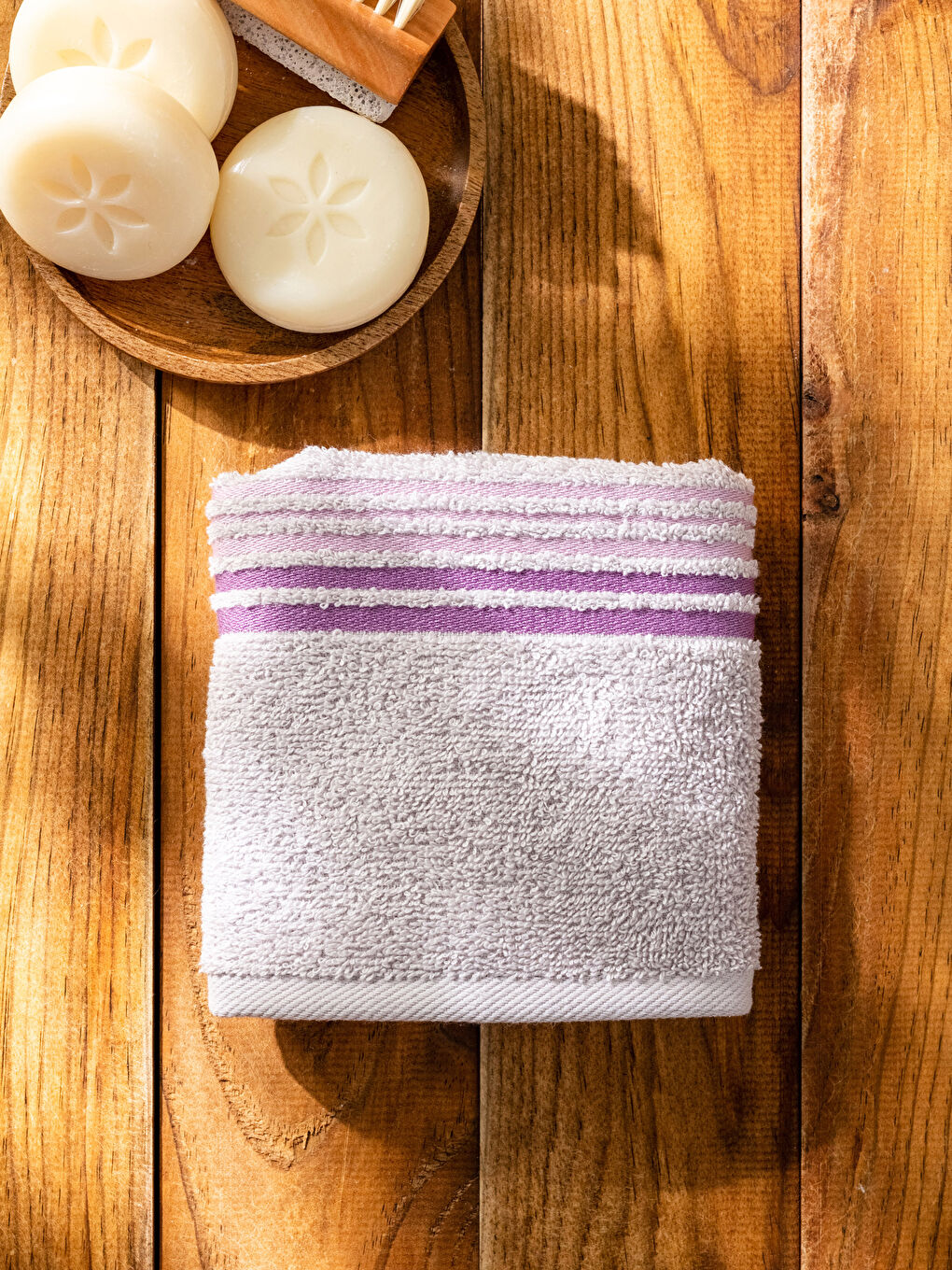 Pembe Çizgili El Havlusu 30x50 cm-2