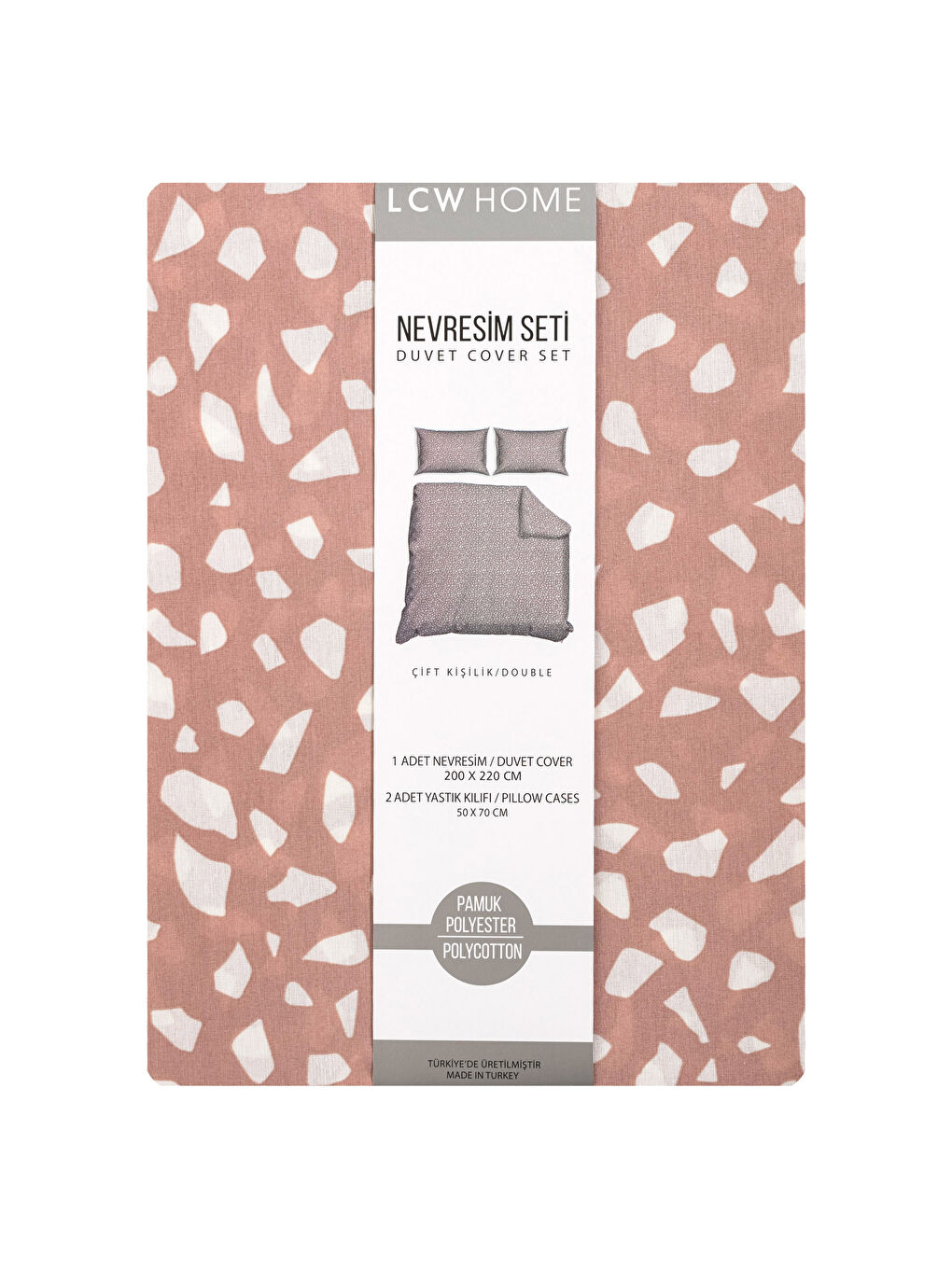 Pembe Desenli Çift Kişilik Nevresim Seti-6