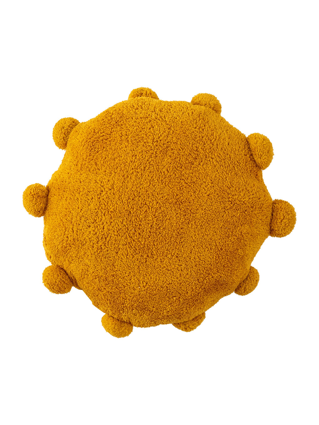 Sarı Ponpon Detaylı Dolgulu Kırlent 45x45 cm-3