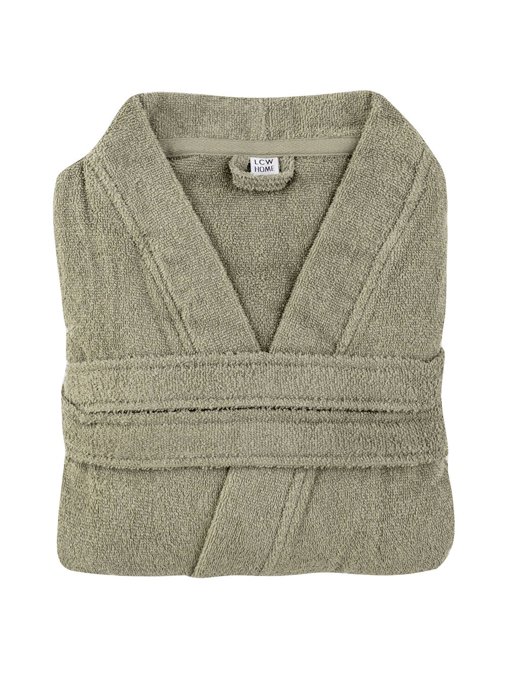 LCW HOME Plain V Neck Cotton Long Men's Bathrobe -W2EQ60Z8-GWK
